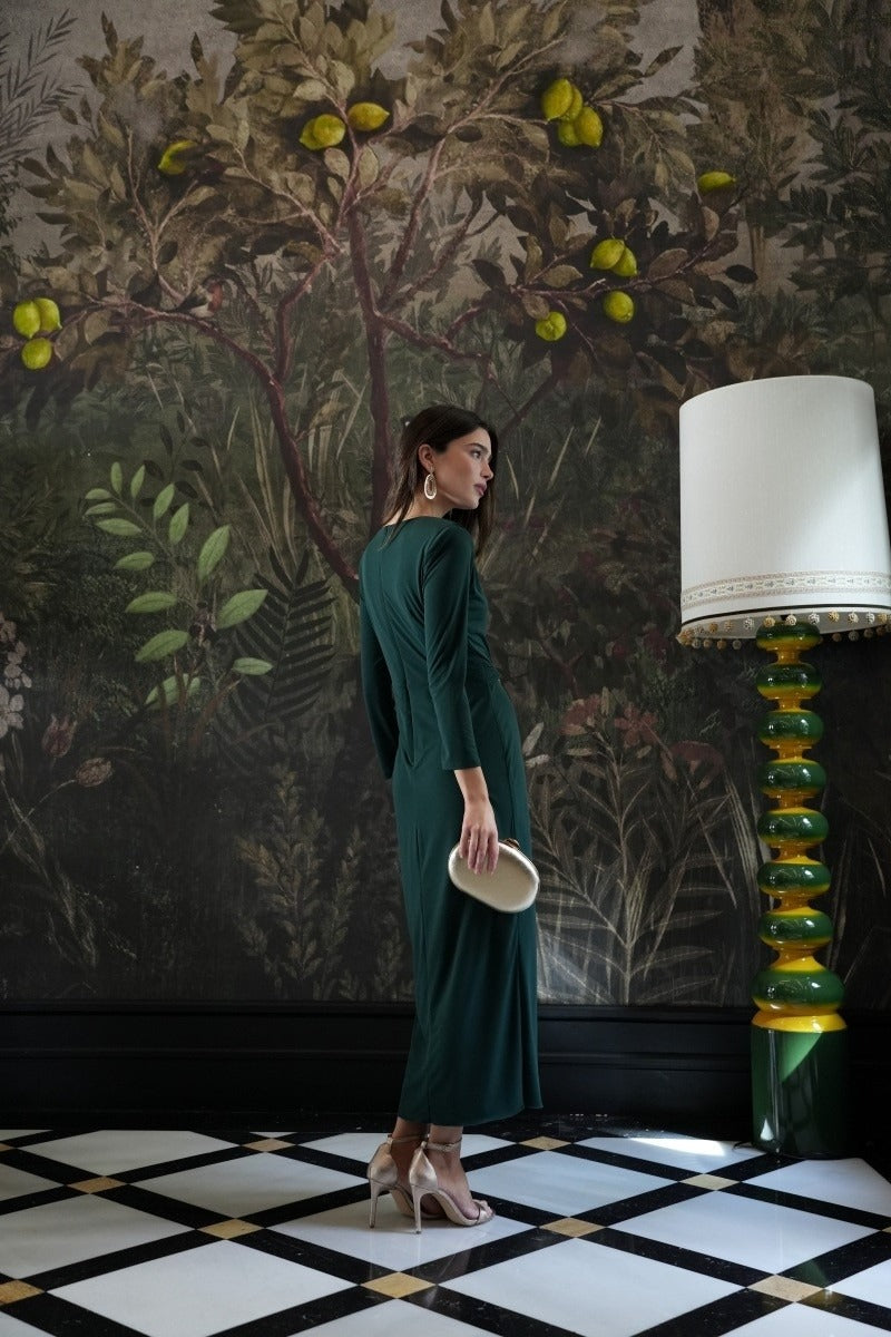 Vestido Invitada Boda | Detalle Hebilla | Verde | Génova