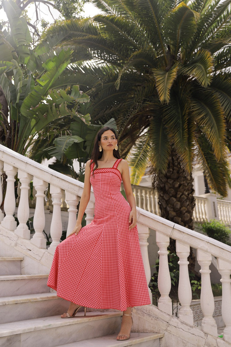 Vestido Vichy | Invitada Eventos | Cuadros Rojo