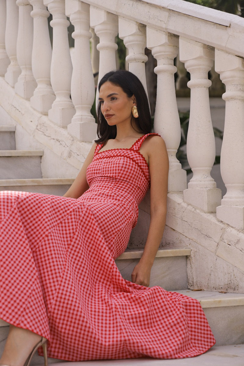 Vestido Vichy | Invitada Eventos | Cuadros Rojo
