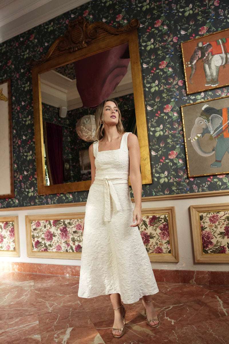 Vestido Madre Comunión | Jacquard | Blanco Roto | Amour